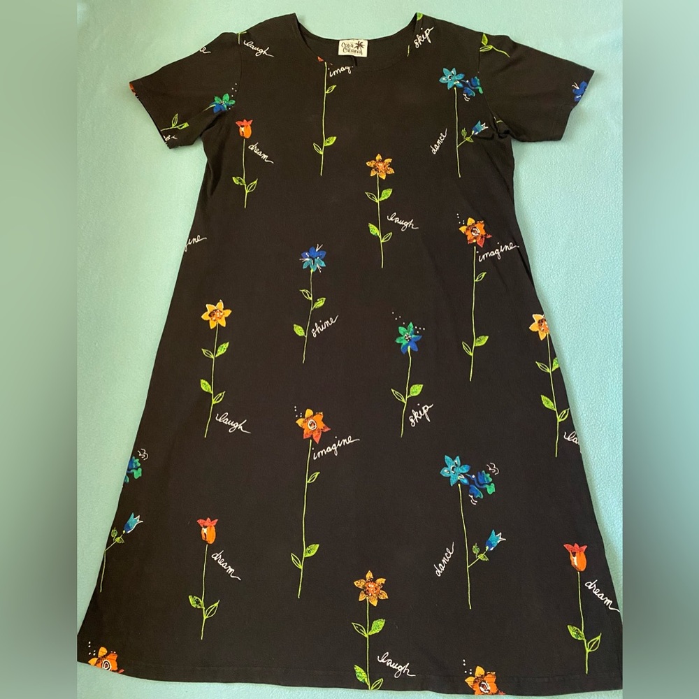 COPA CABANA floral stamped black maxi dress boho garden beach vaca NEW size 1XL